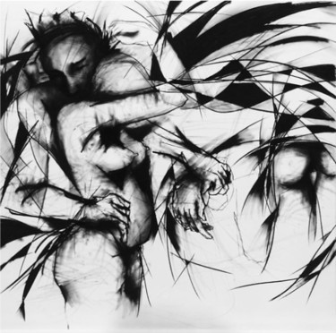 Painting titled "Promesse" by Nelson Gomes Teixeira, Original Artwork, Charcoal