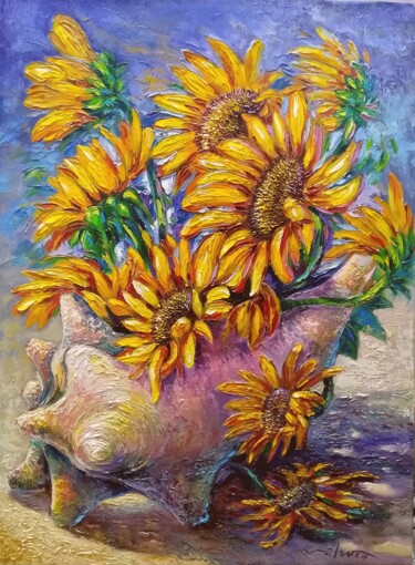 Painting titled "Florero andante" by Nelson Labrada, Original Artwork, Oil