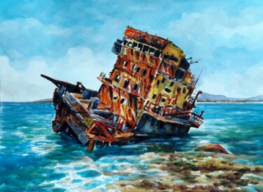 Painting titled "Descanso" by Nelson Labrada, Original Artwork, Watercolor