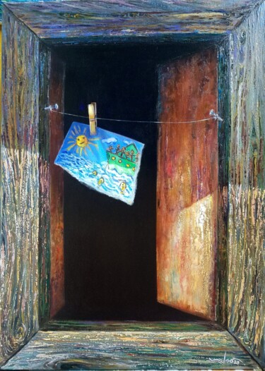 Painting titled "La ventana de pepito" by Nelson Labrada, Original Artwork, Oil