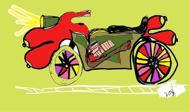 Digitale Kunst mit dem Titel "Boobie bike" von Nelson Vapor, Original-Kunstwerk, Digitaldruck