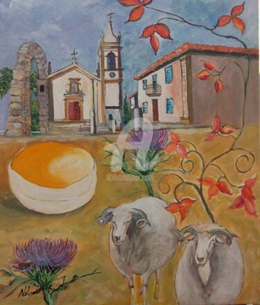 Painting titled "Feira do queijo Oli…" by Nelson Santos, Original Artwork, Acrylic
