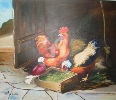 Peinture intitulée "A quinta 2 (teste)" par Nelson Santos, Œuvre d'art originale, Huile