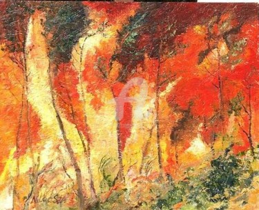 Pittura intitolato "O incêndio" da Nelson Santos, Opera d'arte originale, Acrilico