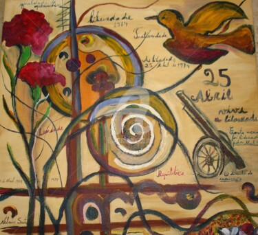 Painting titled "25 de Abril" by Nelson Santos, Original Artwork, Acrylic