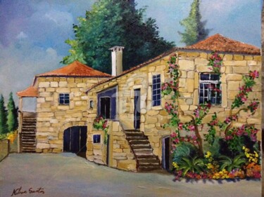 Painting titled "Casas antigas" by Nelson Santos, Original Artwork, Acrylic