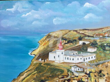 Painting titled "Farol da Madeira" by Nelson Santos, Original Artwork, Acrylic