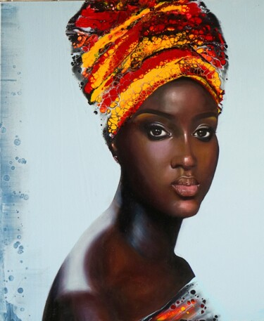 Painting titled "FACE OF COLOR" by Nelu Gradeanu, Original Artwork, Oil Mounted on Wood Panel