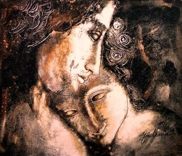 Pittura intitolato "IUBIRE ANTICA" da Nelu Gradeanu, Opera d'arte originale, Olio