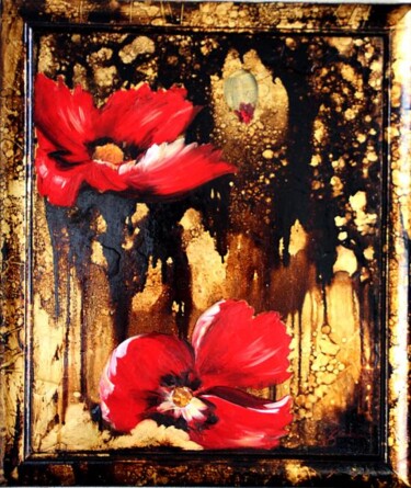 Painting titled "POPPYS ii" by Nelu Gradeanu, Original Artwork, Oil