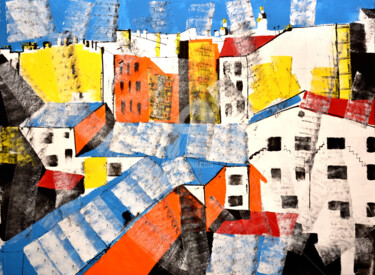 Картина под названием "Крыши Петербурга" - Igor Nelubovich, Подлинное произведение искусства, Акрил