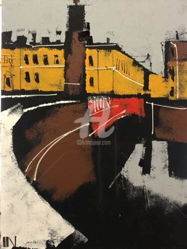 Картина под названием "Красный мост" - Igor Nelubovich, Подлинное произведение искусства, Акрил