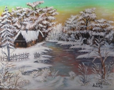 Painting titled "Winter corner" by I. Boar_art, Original Artwork, Oil