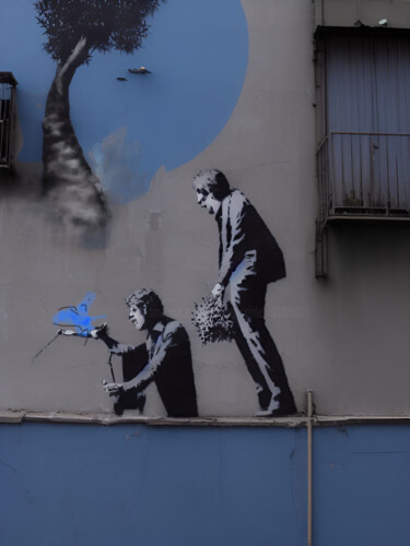 Цифровое искусство под названием "Bluebird-Street 2" - Nema Seidel, Подлинное произведение искусства, Цифровая живопись