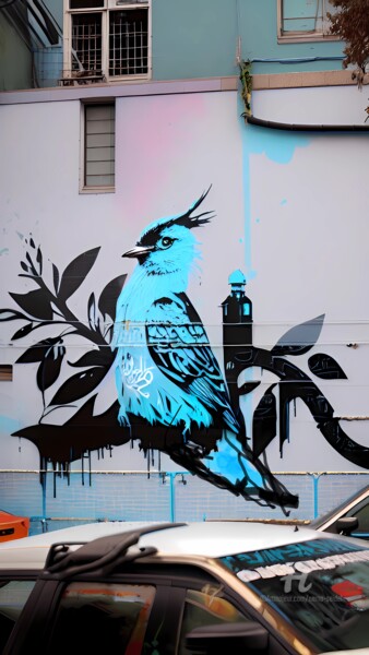 数字艺术 标题为“Bluebird-Street 26” 由Nema Seidel, 原创艺术品, 数字拼贴