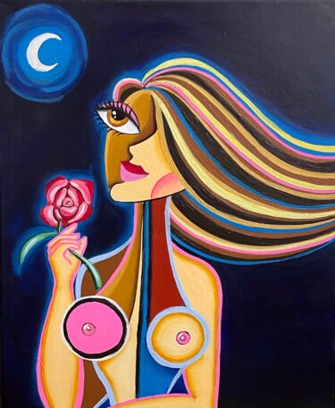 Painting titled "The Rose under The…" by Nemesis Seoane, Original Artwork, Acrylic