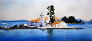 Painting titled "Krf Corfu Greece_23…" by Nenad Kojić, Original Artwork, Watercolor