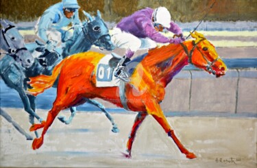 Painting titled "Horse Race 2017 40x…" by Nenad Kojić, Original Artwork, Acrylic