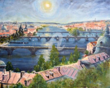 제목이 "Bridges Of Prague,…"인 미술작품 Nenad Kojić로, 원작, 아크릴 나무 들것 프레임에 장착됨