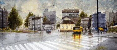 Pittura intitolato "Slavia Square - Ori…" da Nenad Kojić, Opera d'arte originale, Acquarello