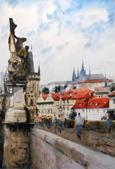 Painting titled "Visiting Charles Br…" by Nenad Kojić, Original Artwork, Watercolor