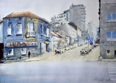 Pintura intitulada "Balkanska Ulica Beo…" por Nenad Kojić, Obras de arte originais, Aquarela