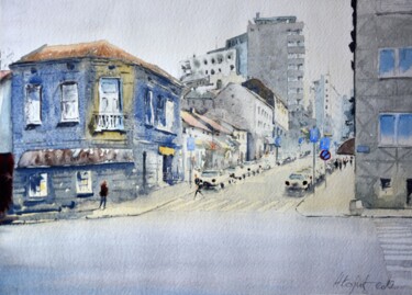 Painting titled "Balkanska Ulica Beo…" by Nenad Kojić, Original Artwork, Watercolor