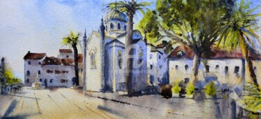 Pintura intitulada "Crkva Sv Arhangela…" por Nenad Kojić, Obras de arte originais, Aquarela