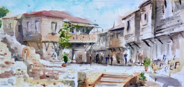 Painting titled "Streets of old town…" by Nenad Kojić, Original Artwork, Watercolor