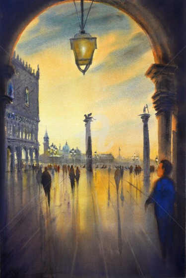 Painting titled "End of the day Veni…" by Nenad Kojić, Original Artwork, Watercolor