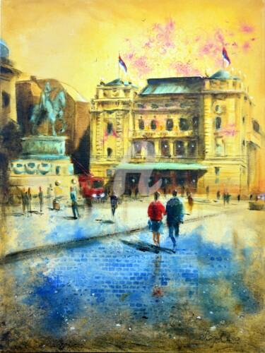 Pintura intitulada "New Republic Square…" por Nenad Kojić, Obras de arte originais, Acrílico Montado em Cartão