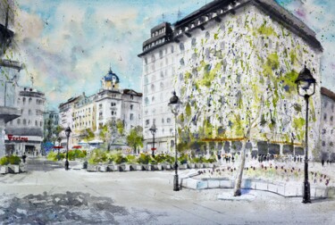 Painting titled "Old Republic Square…" by Nenad Kojić, Original Artwork, Watercolor