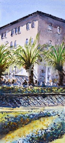 Painting titled "Sun and colors Caff…" by Nenad Kojić, Original Artwork, Watercolor