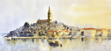 Painting titled "Early morning Rovig…" by Nenad Kojić, Original Artwork, Watercolor