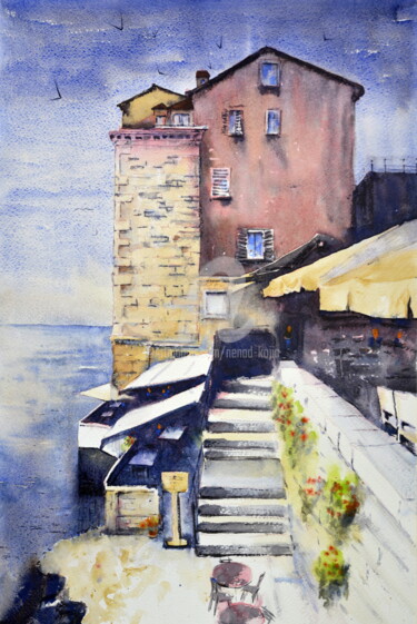 Painting titled "Dan na moru Rovinj…" by Nenad Kojić, Original Artwork, Watercolor