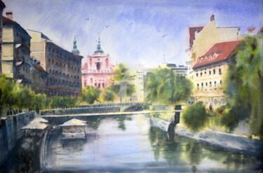 Картина под названием "Ljubljana Slovenia…" - Nenad Kojić, Подлинное произведение искусства, Акварель