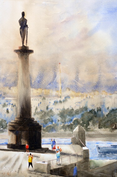 Pittura intitolato "The winds are still…" da Nenad Kojić, Opera d'arte originale, Acquarello