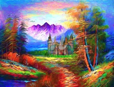 Digital Arts titled "Castle in forest" by Nenad Vasic Kiklop99, Original Artwork, Digital Painting