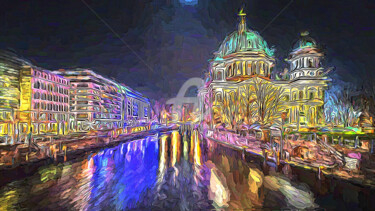 Digital Arts titled "Canal in Belin" by Nenad Vasic Kiklop99, Original Artwork, Digital Painting