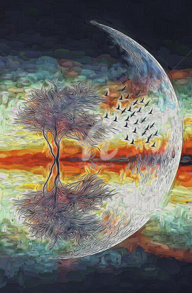 Digital Arts titled "Moon impressum" by Nenad Vasic Kiklop99, Original Artwork, Digital Painting