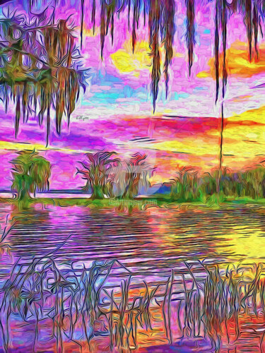 Digital Arts titled "Sunset in Florida" by Nenad Vasic Kiklop99, Original Artwork, Digital Painting