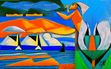 Pintura titulada "Pêche en mer" por Neo Kinetic Artis, Obra de arte original, Oleo