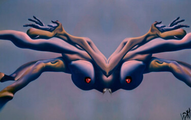 Malerei mit dem Titel "Créature" von Neo Kinetic Artis, Original-Kunstwerk, Acryl