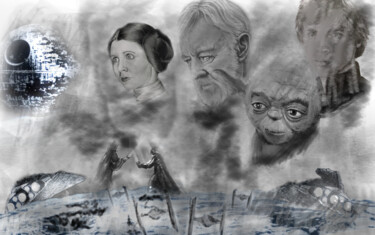 Dibujo titulada "Star wars jedi" por Neo Kinetic Artis, Obra de arte original, Trabajo Digital 2D