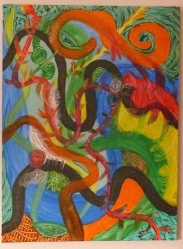 Painting titled "Lacets de couleurs" by Nephidell, Original Artwork