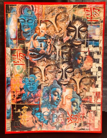Collages titled "#2" by Christian Neri, Original Artwork, Acrylic Mounted on Wood Stretcher frame