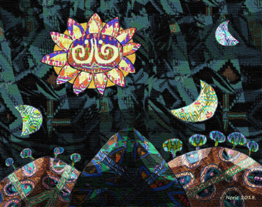 Art textile intitulée "" Medianoche Wayuun…" par Nilson Eric Gonzalez Castro, Œuvre d'art originale, Acrylique