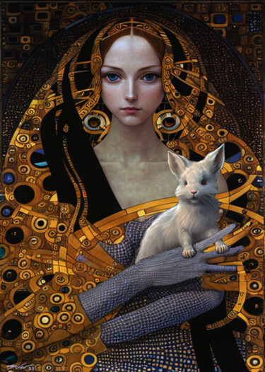 Arte digitale intitolato "The Bunny Lady" da Nilson Eric Gonzalez Castro, Opera d'arte originale, Collage digitale