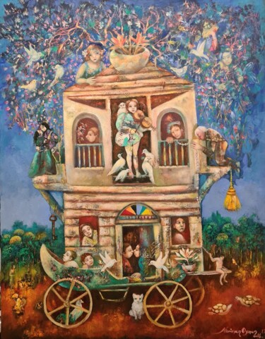 Peinture intitulée "Masalına dönüyor ma…" par Neriman Oyman, Œuvre d'art originale, Huile
