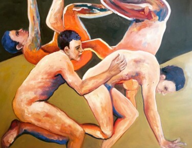 Painting titled "Unfit Person" by Nermin Yokus Ipekciler, Original Artwork, Oil Mounted on Wood Stretcher frame
